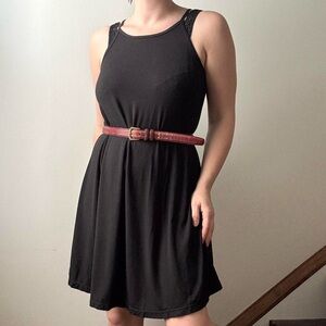 Simple stretchy drapey black dress